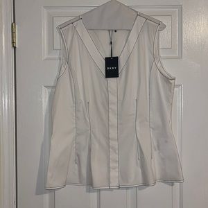 DKNY Womens Sleeveless V Neck T-Shirt Wear To Work Top